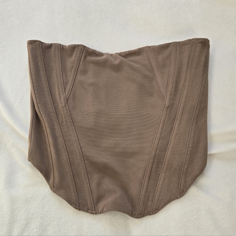 White Fox Sharp Edge Bustier Tan Beige Size Small - Picture 2 of 5